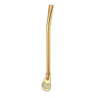Connoworld Reusable Dual-use Stainless Steel Filtration Drinking Straws or Stirring Rod Spoon Golden
