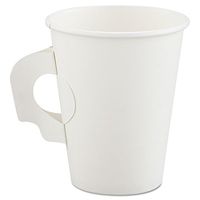Polycoated Hot Paper Cups with Handles, 8 oz, White