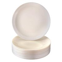 PLASTIC DINNER PLATES FOR PARTIES | 20 pc | Heavy Duty Dishes | Elegant Fine China Look | Opulence – Cream (10.25”)