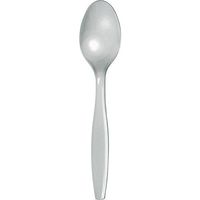 Club Pack of 288 Shimmering Silver Premium Heavy-Duty Plastic Party Spoons