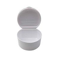 Fan-Ling Denture Bath Box Case, Denture Cup with Strainer Net, Denture Bath Box Case Dental False Teeth Storage Box with Hanging Net Container for Travel,Non-toxic and No Smell (White)