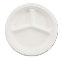 Chinet 21204 Classic White Molded Fiber 2-Compartment Plate, 10-1/4" Diameter (Case of 500)