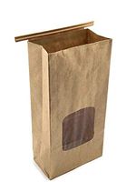 NEWPAK - Compostable Recycled Natural Kraft Paper with Window PLA-Lined 4 3/4 x 2 1/2 x 9 1/2 Resealable Tin Tie Bakery Bags 250pcs