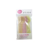 Shinwoo Color Portable Fork for Lunch and Picnic, Three colors (ivory, pink, lemon), 12pcs