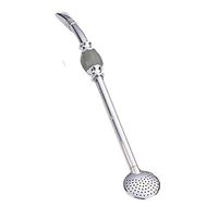 Fitfulvan Reusable Stainless Steel Metal Drinking Straws Scoop 2 in 1 (Gray)