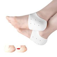 Heel Pain Gel Pads, (1 Pairs) Plantar Fasciitis Silicone Gel Heel Protectors Shock Absorption Heel Sleeves Great for Heel Pain, Heal Dry Cracked Heels, Achilles Tendinitis-White