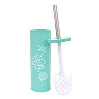 HOME EXPRESSIONS Powder Coated Toilet Brush and Holder (Teal Corals)