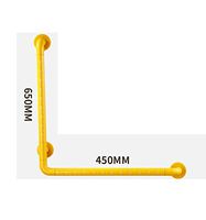 HANGERÂ Bathroom Grab Bar Anti-Slip Grip Bar L Shape Rail Stainless Steel Safety Support Rail Straight Handrails Toilet Skid Disabled Safety Handle, yellow, B