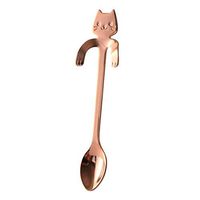 Suspension stainless steel cat spoon Cute kitten handle coffee spoon Mixing spoon rose gold