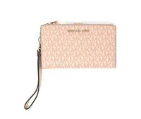 Michael Kors Jet Set Travel Double Zip Saffiano Leather Wristlet Wallet (Ballet PVC/Rose Gold Hardware)