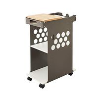 Safco Products Mini Rolling Storage Cart 5209WH, Wood Top Worksurface, Mobile Storage Cart, Silver Steel Side Panels