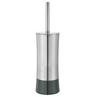 Toilet Brush with Decorative Stainless Steel Metal Container (Onyx/Graphite)