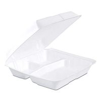 Foam Container, Hinged Lid, 3-Comp, 9 1/2 x 9 1/4 x 3, 200/Carton 95HT3R - 1 Each