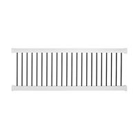 Weatherables Bellaire 36 in. H x 72 in. W White Vinyl with Round Black Aluminum Spindles Straight Railing Kit