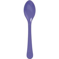 Purple Plastic Spoons, Exquisite Solid Color Premium Plastic Cutlery, Heavy Duty Plastic Disposable Spoons (24-ct. Pack)