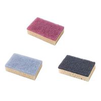 3pcs Double-sided Cleaning Dishcloth Sponge Scouring Pad Pot Scrubber Dish Brush for Kitchen Bathroom (Black+Grey Blue+Brick Red)