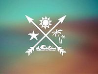 CELYCASY Beach Life Summer Fun Decal Wave - Starfish - Palm Tree - Sun Icon - Car Sticker - Laptop Decal - Laptop Sticker