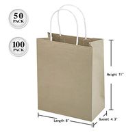 Paper Gift Bags,Kraft Paper Shopping Bags,Party Bags,Merchandise Bag, Kraft Bags, Retail Bags,Paper Bags with Handles 50Pcs/200Pcs