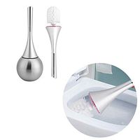 Yosoo Toilet Bowl Brush and Holder, Creative Toilet Cleaning Brush Set with Stainless Steel Base (Silver)