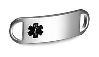 JF.JEWELRY Stainless Steel Medical Alert ID Tag for Medical Bracelet Curved Comfort Design-Black