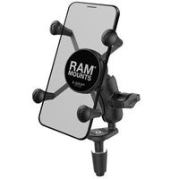 RAM MOUNTS RAM-B-176-A-UN7U Fork Stem Mount with Short Double Socket Arm and Universal X-Grip Cell/iPhone Holder