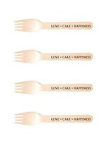 Perfect Stix-Sucre Shop Love Cake Happiness-20 Wooden Cutlery forks with Love Cake Happiness Themed Print (Pack of 20)