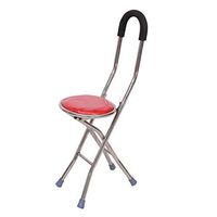 Ckssyao Elderly Walker, Telescopic Pole, Old Man, Outdoor Travel, Rest Bench, Folding Chair, Suitable for The Elderly, People Who Need to Move Tools,Red