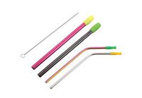 LaGia 4 Reusable Stainless Steel Metal Straws Set Rose and Gold - 8.5 Inch Drinking Straws for 20oz, 6mm Diameter - 2 Straight + 2 Bent + 1 Brush with Black Cloth Pouch.