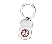 VNOX Medical Emergency Jewelry Stainless Steel Type 2 Diabetes Dog Tag Identification Keychain Keyring
