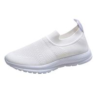 Cenglings Women's Athletic Walking Shoes Mesh-Comfortable Work Sneakers Breathable Tennis Lightweight Running Sports Shoes (White,36)