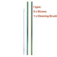 Drinking Straws Reusable Stainless Steel Drinking Straws with Cleaner Brush Tube Straws Wedding Party Drinking Accessories (C2 straws 1 Brush)