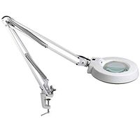 LED Magnifying Lamp, 10X Clamp-On Magnifier Desk Table Task Lamp Lens Diopter with Adjustable Swivel Arm (Cyan Glass)