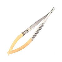 LAJA IMPORTS Dental Needle Holders CASTROVIEJO 5.5" Curved Serrated CARB-N-SERT Jaws.