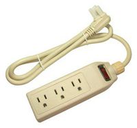 Conntek 55301 3.2-Foot 15 Amp 125 Volt U.S 3 Prong Power Strip 3 Outlets With AC Adapter Space