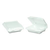 Genpak 20310V Foam Hinged Carryout Container, Vented 3-Comp 9-1/4x9-1/4x3 White 100 Per Bag (Case of 2)