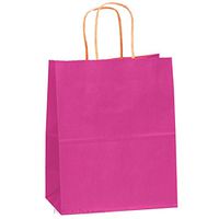 Flexicore Packaging Hot Pink Kraft Paper Bags Size: 8 Inch X 4.75 Inch x 10.25 Inch | Count: 25 Bags | Color: Hot Pink