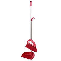 WEIFAN CAI- Long Handle Dustpan and Brush Sets Indoor Cleaning Plastic Soft Bristles Windproof (Color : Red, Size : 100x34cm)