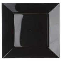 BalsaCircle 20 pcs 10.75-Inch Black Plastic Square Plates - Disposable Wedding Party Catering Tableware