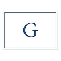 Caspari Navy Embossed Initials Boxed Note Cards in Letter G, 16 Cards & Envelopes