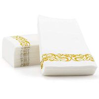 Linen-Feel Disposable Hand Towels Decorative Hand Napkins - Floral Paper Guest Towels - Pack of 100