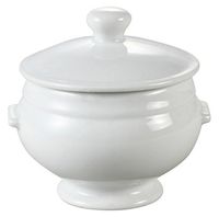 Yanco LB-12-L Bouillon Cup with Lid, 12 oz Capacity, 3.75" Diameter Top, 3" Height, Porcelain, Super White Color, Pack of 24