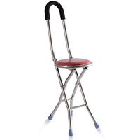 Elderly Cane Stool Folding Stool Stainless Lightweight Portable Rest Crutches Stool/Chair