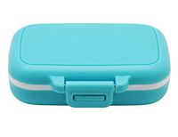 Meta-U Small Pill Box Supplement Case for Pocket or Purse - 3 Removable Compartments Travel Medication Carry Case - Daily Vitamin Organizer Box (Blue)