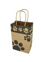 Paws Print Kraft Design Rose Size Paper Party Gift Bags 5-1/2"x3-1/4"x8-3/8" for Wedding, Baby Shower, Birthday Party Gift Favors Choose Package Amount (1)