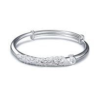 Master---Hand Sanding 999 Silver Peacock Bracelet