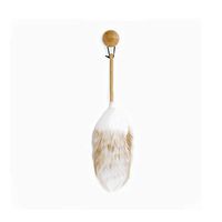 Lambswool Duster with Solid Wooden Handle, Flexible, Good Grips, Anti-Static, Feather Duster for Domestic and Professional Cleaning (Size : A)