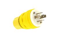 Leviton 28W75 30 Amp, 250 Volt- 3PY, Locking Plug, Industrial Grade, Grounding, Wetguard, Yellow
