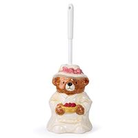FORLONG Ceramic Toilet Brush Holder Set, Creative and Cute Bear Mother Brush Cleaner Holder Including Brush for Bathroom