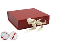 SketchGroup Gift Box with Ribbon – Lid - Magnetic Closure - for Luxury Packaging - Assortment l Black l l Pink l l Ivory l l Red l (Red)
