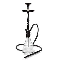 VooV 25" Modern German Style Black Aluminum Hookah with Clear Vase - Classix